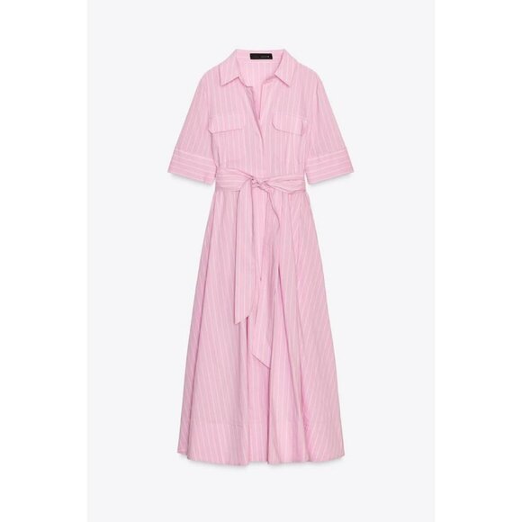 ZARA ZW COLLECTION POPLIN SHIRT DRESS - Picture 6 of 8